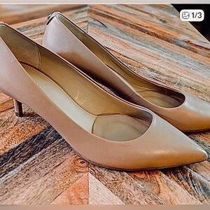 Michael Kors Taupe Pointed-Toe Kitten Heels